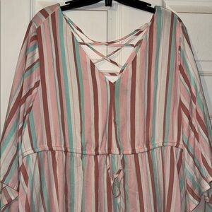 3/$30 Torrid Pink and Mint Striped Top